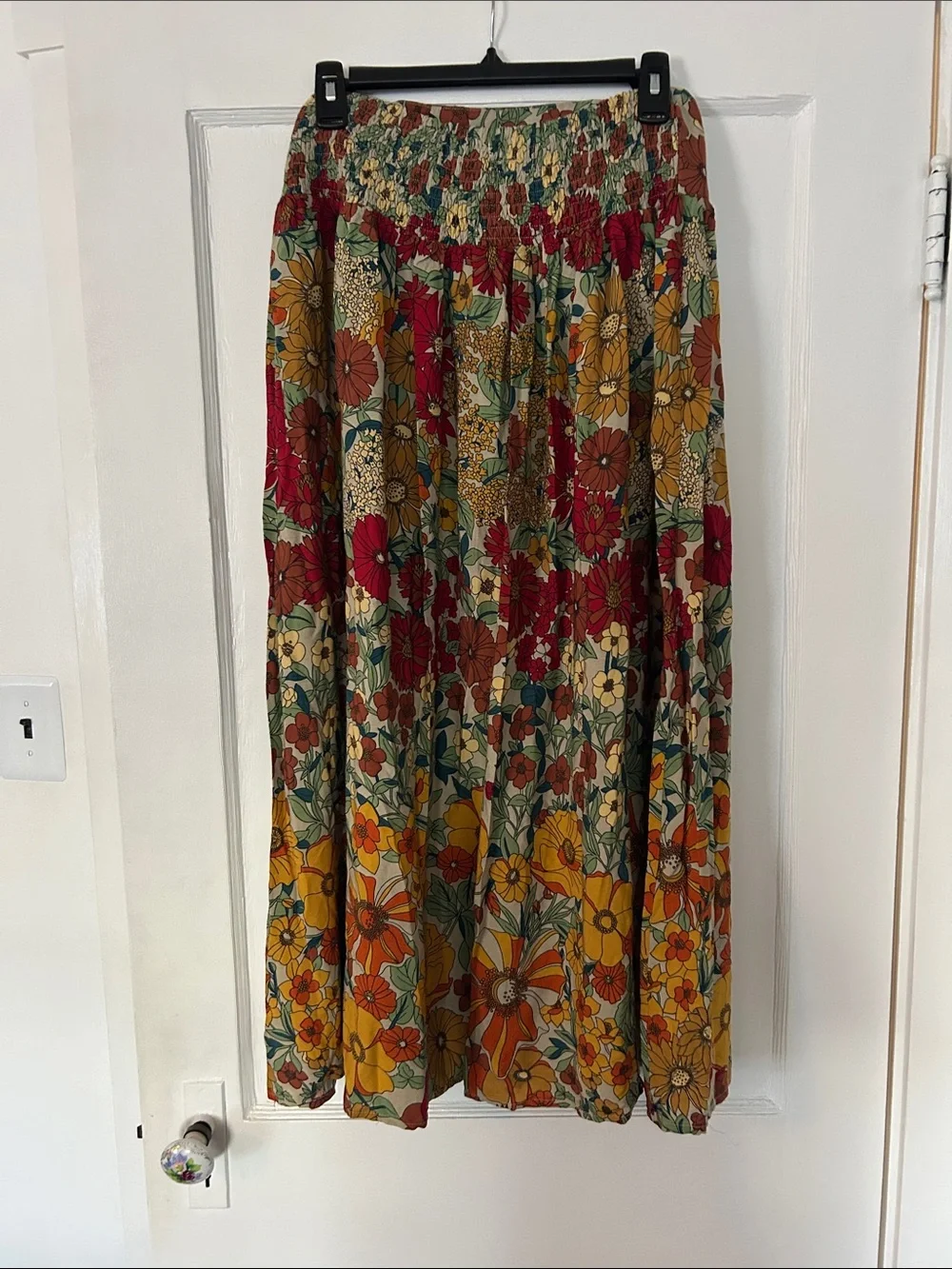 NATURAL LIFE Retro Floral Maxi Skirt in Red, Yellow & Green - Picture 7 of 12